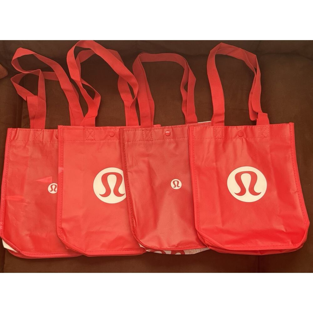 Lululemon Reusable Shopping Bags Lot of 4 White Red